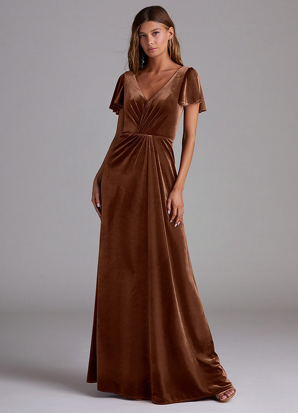 Azazie Soren Bridesmaid Dresses Umber A-Line Velvet Dress image1