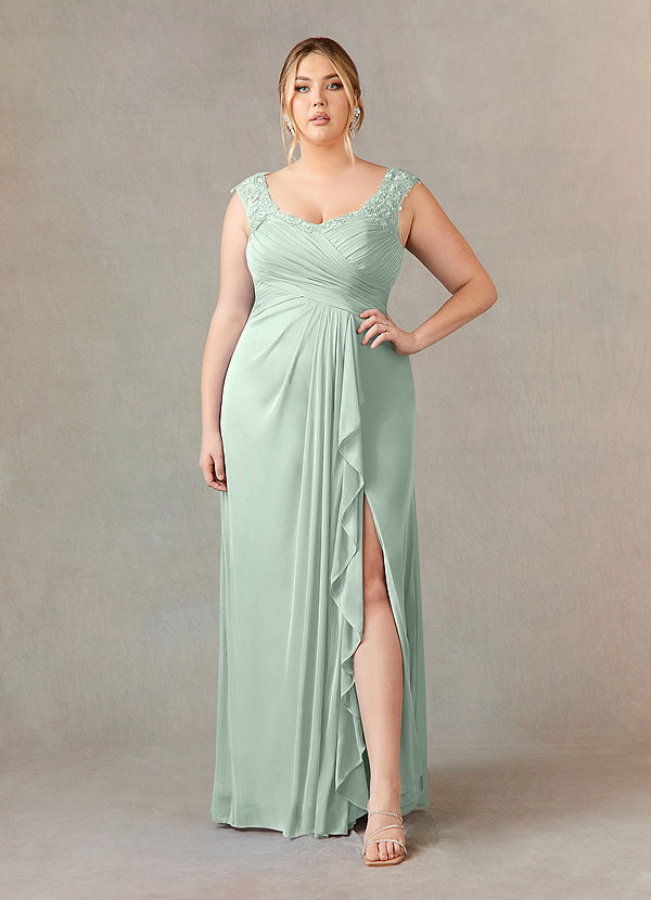 Azazie Edelin Mother of the Brides Dresses Agave A-Line Sweetheart Neckline Pleated Mesh Dress image1