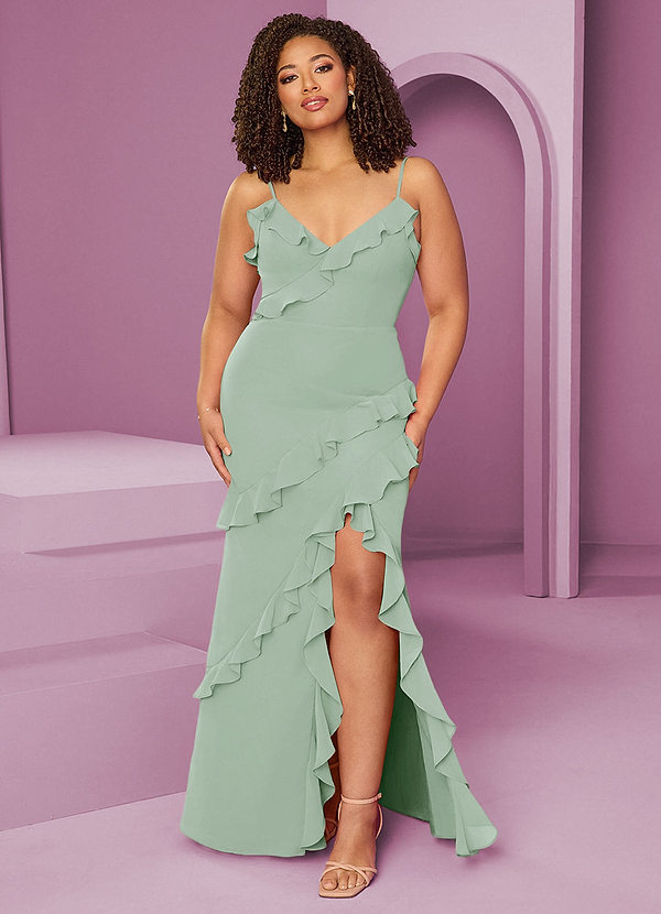 Barbie ♥ Azazie Bridesmaid Dresses Agave Sheath Chiffon Dress image1