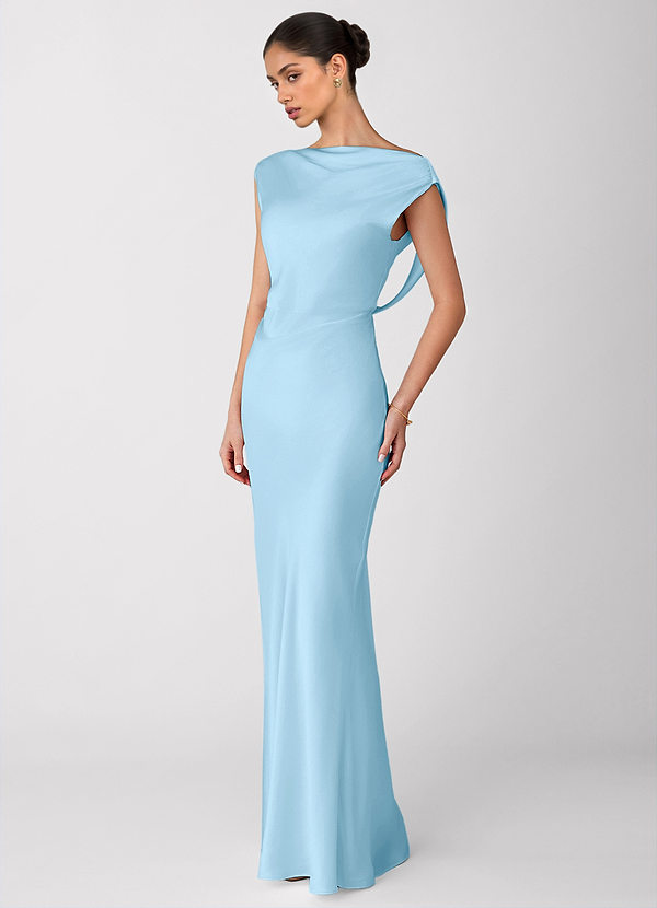 Liora Sky Blue Luminous Satin Maxi Dress image1