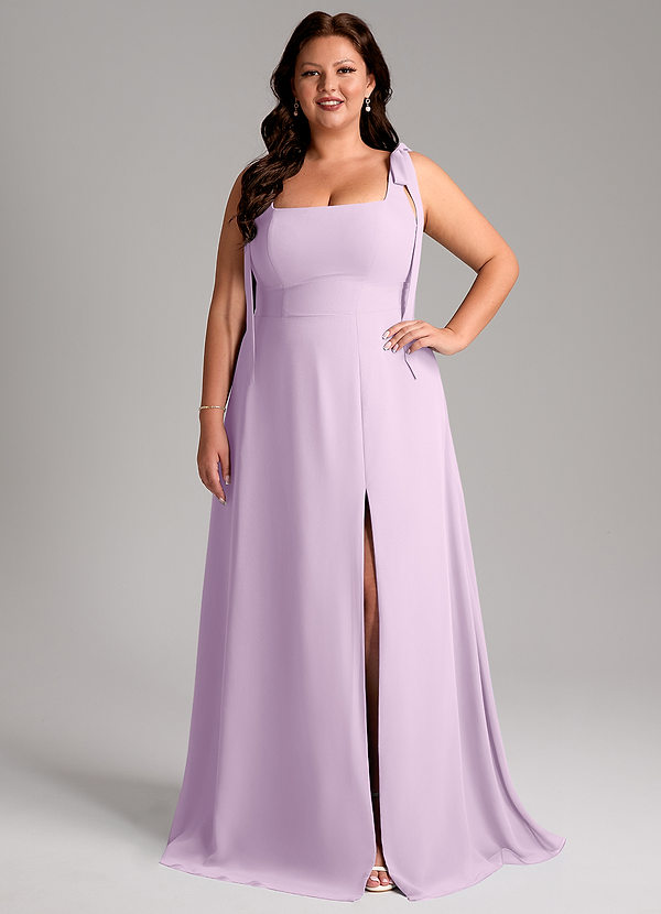 Azazie Debra Brautjungfernkleider Wandelbar A-Linie mit Taschen Chiffon Kleid Frostiges Flieder image1