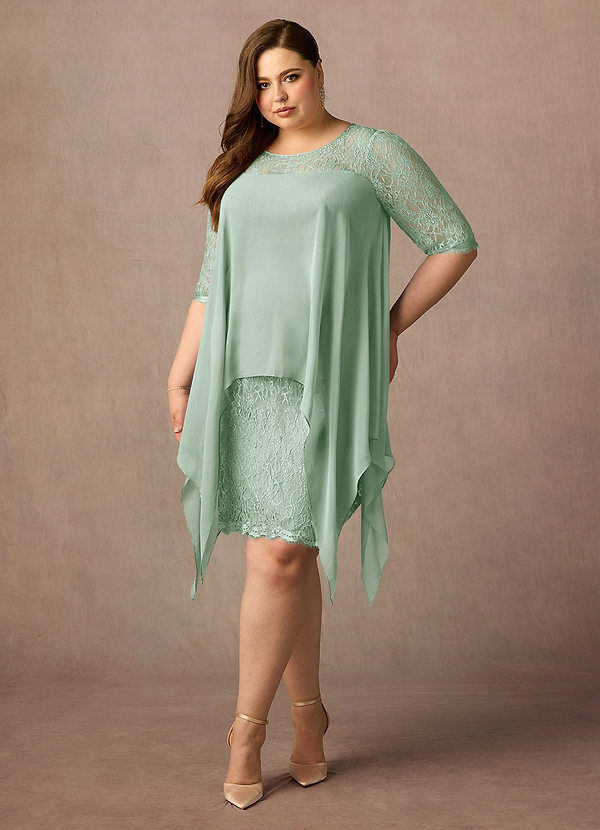 Azazie Flo Mother of the Brides Dresses Agave A-Line Lace Chiffon Dress image1