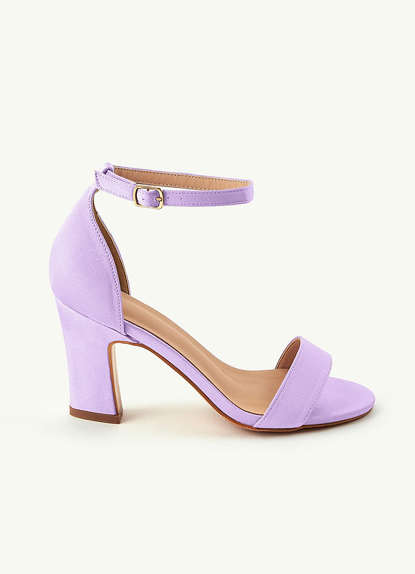 front Matching Color Stretch Satin One Strap Buckle Chunky Heel Sandals