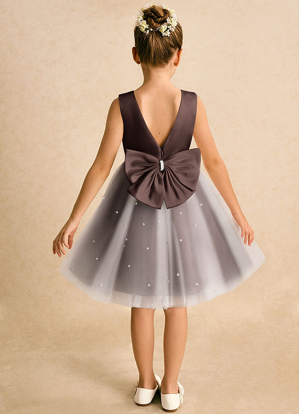 Azazie Esme Abiti da Ragazza di Fiori Abito Principessa in Tulle Fiocco Ganache image1