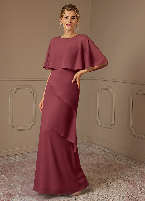 Azazie Bowie Mother of the Brides Dresses Merlot A-Line Chiffon Dress image1