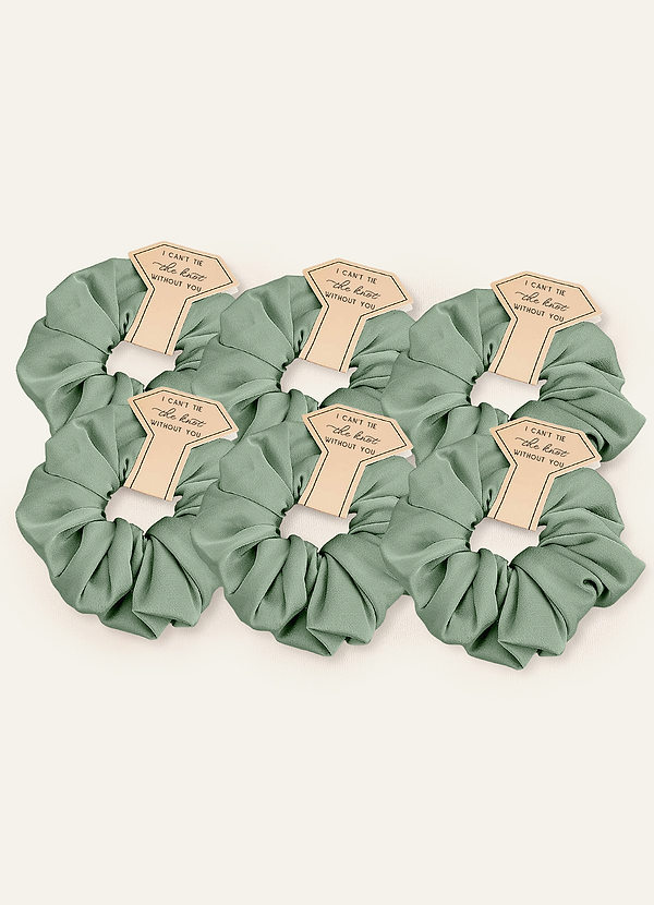 front Matching Color Six-Piece Bridesmaid Stretch Satin Over Size Scrunchie Set
