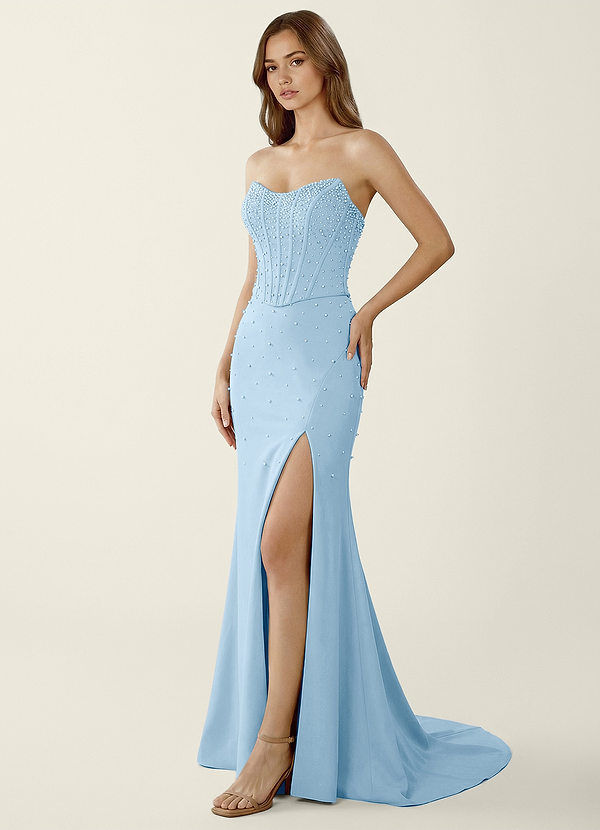 Danica Azzurro Abito da ballo a due pezzi con corsetto e allacciatura sulla schiena image1