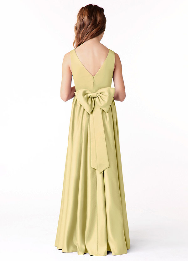 Azazie Hathaway Junior Vestido Sorvete De Limão de Cetim elástico de Linha A com Arco image1
