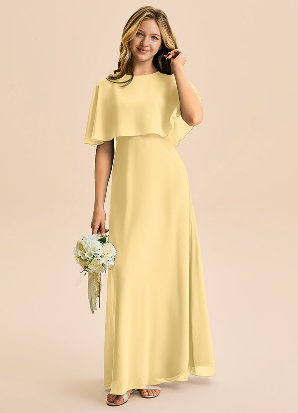 Azazie Maris Junior A-Linie Chiffon Kleid Butter image1