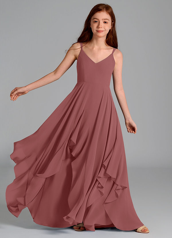 Azazie Karan Junior Abito A-Line in Chiffon Ametista image1