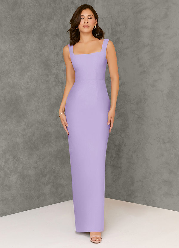 Azazie Flori Bridesmaid Dresses Lilac Sheath Square Neckline Chiffon Dress image1