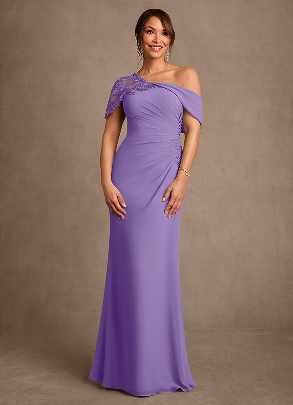 Azazie Sally Vestidos de Madre de la Novia Vestido de Tahití de Gasa de Corte Recto con Encaje image1