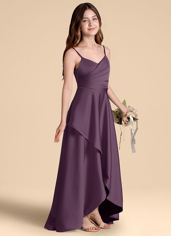 Azazie Prisha Junior Klä av A-Line i Stretch Satin Plisserad image1