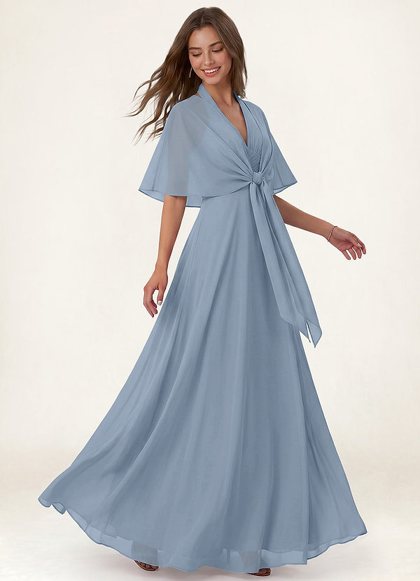 Azazie Matching Color Chiffon Tie-Front Shawl front
