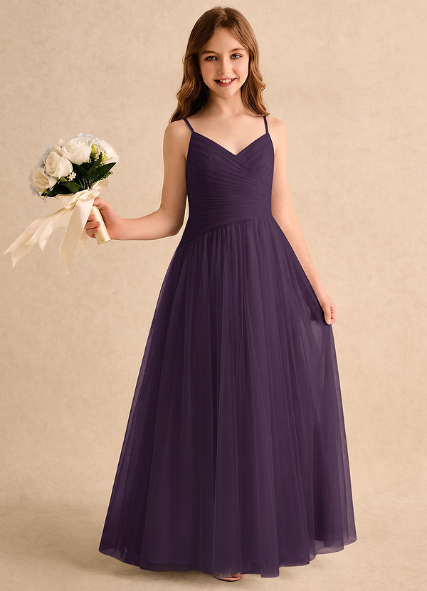Azazie Poppy Girls Formal Sukienki dla Dziewczynki Sypiącej Kwiaty Litera A Plisowana Tiul Do podłogi Sukienka image1