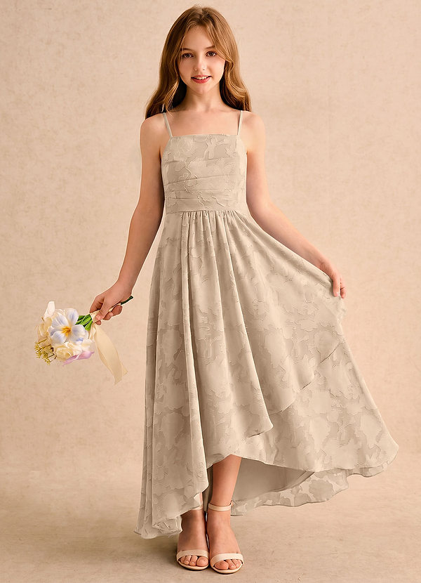 Azazie Twilight Girls Formal Sukienki dla Dziewczynki Sypiącej Kwiaty Litera A Plisowana Kwiatowe wypalenie Asymetryczny Sukienka image1