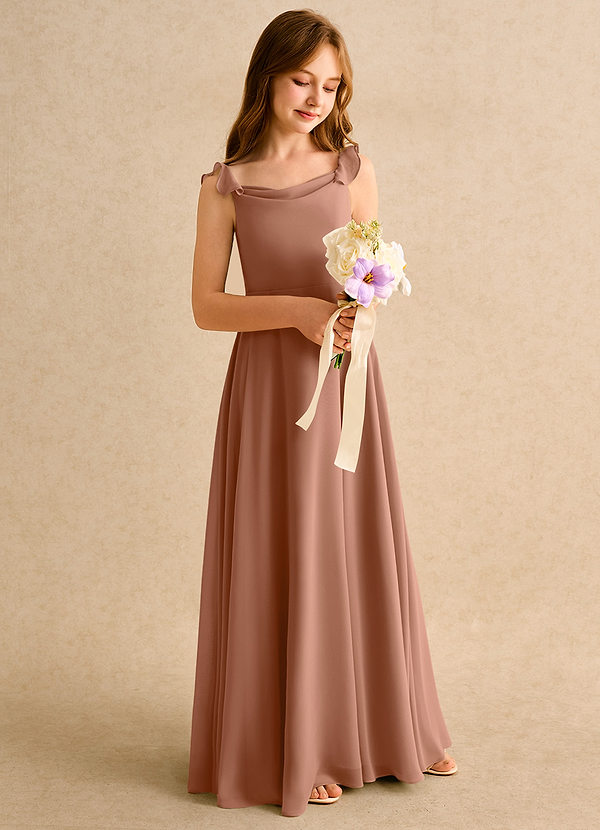 Azazie Puppy Girls Formal Flower Girl Dresses Bronzer A-Line Pleated Chiffon Dress image1