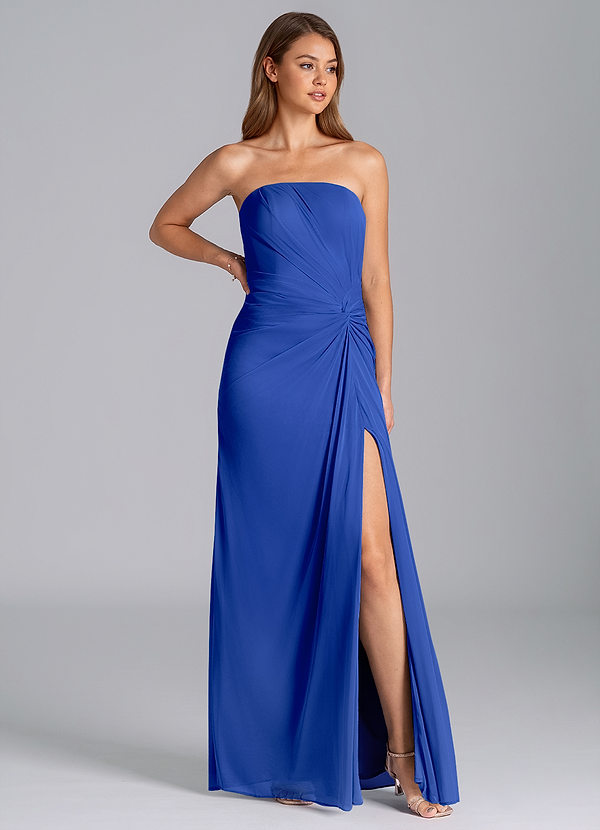 Azazie Mariya Bruidsmeisjes Jurken Jurk van Mesh met Zeemeermin Strapless Koningsblauw image1