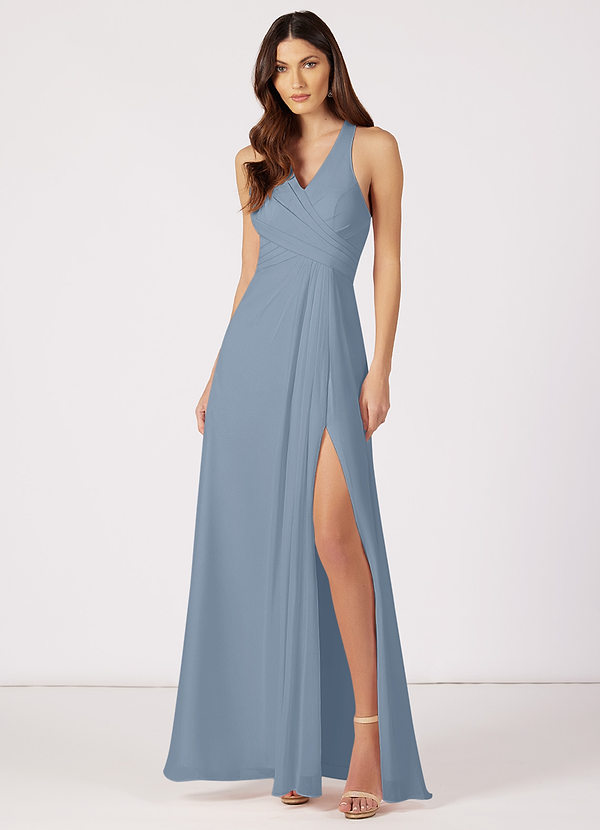 Dusty Blue Azazie Danica Bridesmaid Dresses | Azazie