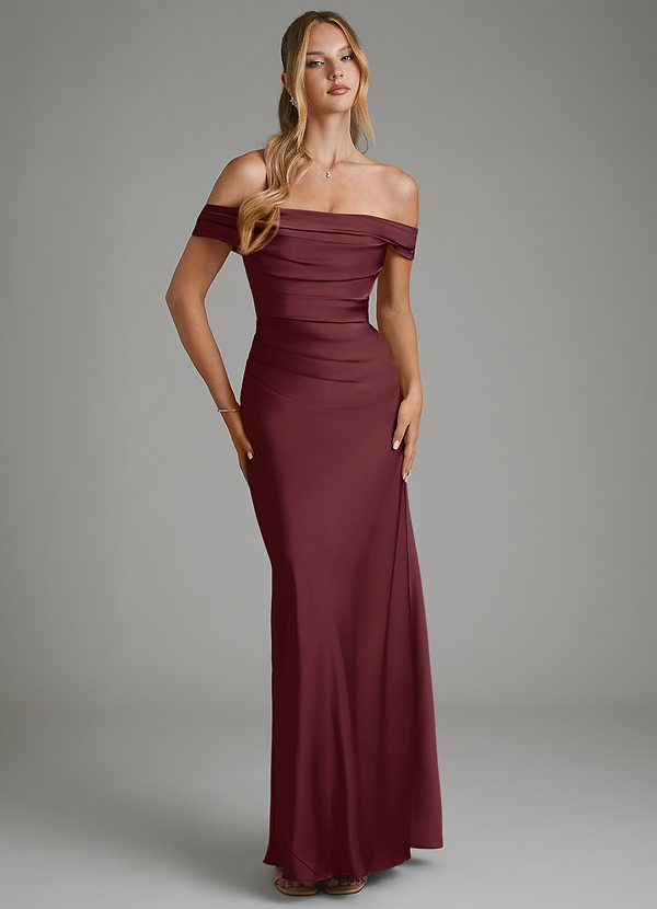 Hayden Bridesmaid Dresses Cabernet Mermaid Corset Stretch Satin Dress image1