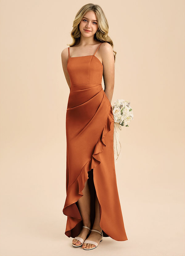 Buzzy Junior Cinnamon Sheath Pleated Stretch Satin Dress image1