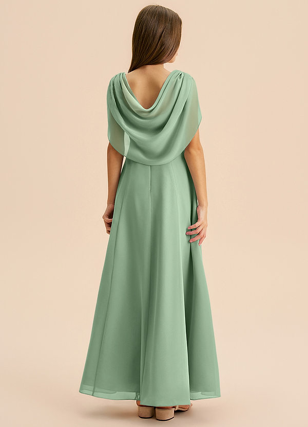 Azazie Lambie Junior Matcha A-Line Pleated Chiffon Dress image1