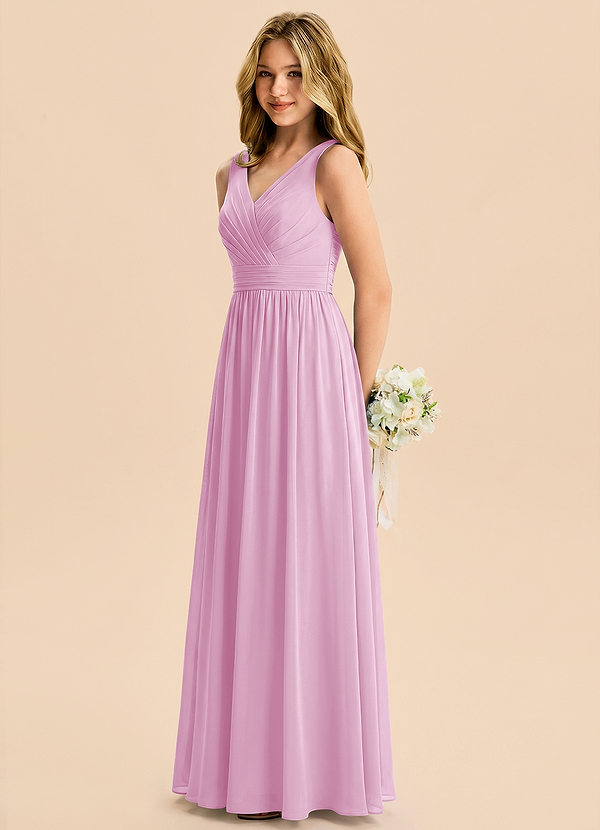 Kora Junior Candy Pink A-Line Pleated Chiffon Dress image1