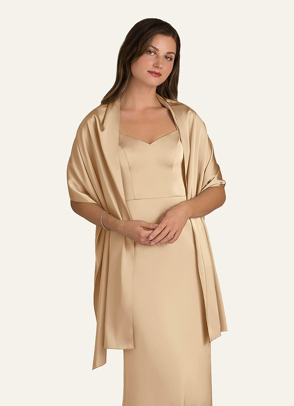 front Azazie Matching Color Ireland Stretch Satin Shawl