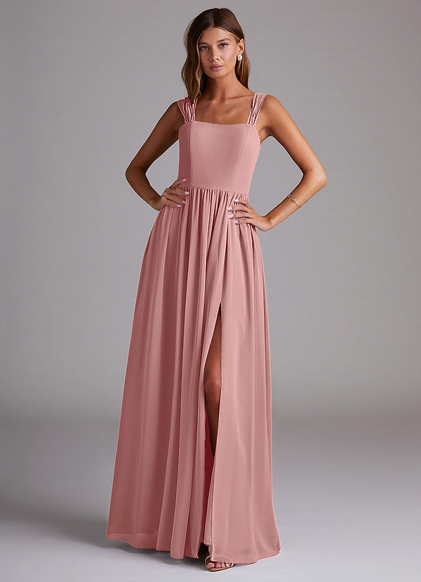 Azazie Calianna Bridesmaid Dresses Dusty Rose A-Line Off the Shoulder Chiffon Convertible Dress image1