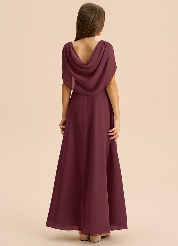 Azazie Lambie Junior Cabernet A-Line Pleated Chiffon Dress image1