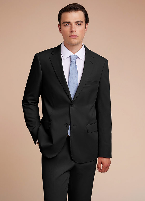 front Carter Negro Chaqueta de traje de mezcla de algodón y lino