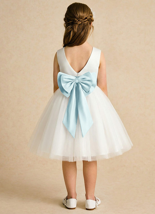 Azazie Sosie Flower Girl Dresses Ivory Sea Glass A-Line Pleated Tulle Dress image1