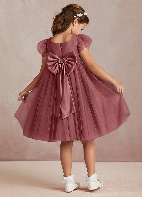 Azazie Kalio Robes de Fillette d'Honneur Robe Trapèze en Tulle avec manches Améthyste image1