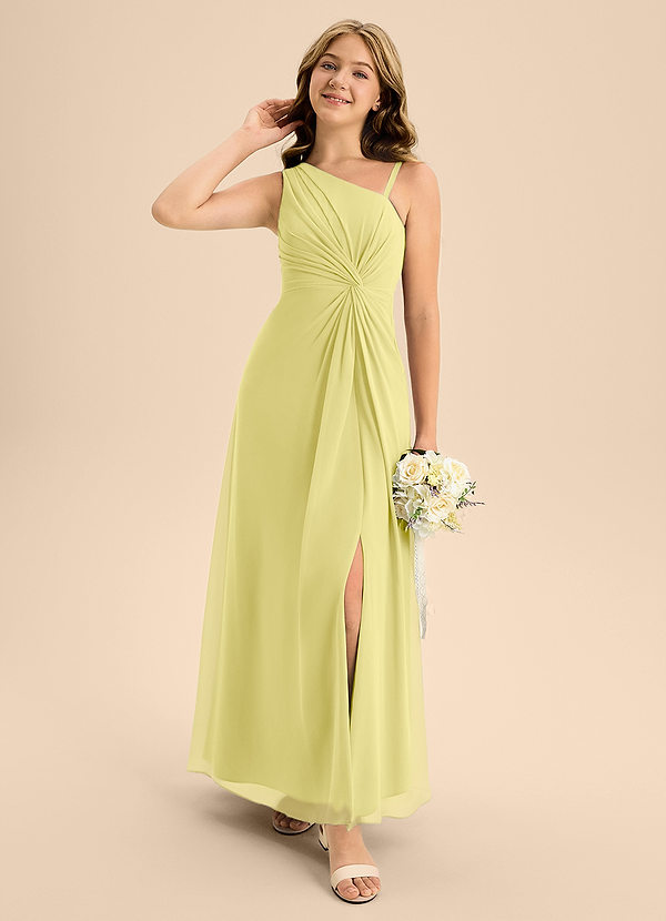 Azazie Brooke Junior Abito A-Line in Chiffon Spacco Laterale Sorbetto Al Limone image1