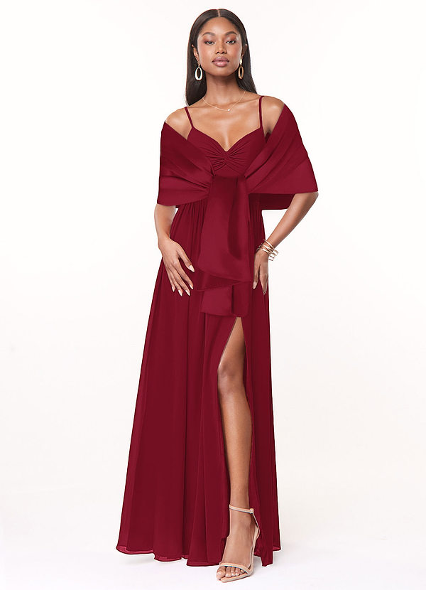 front Azazie Matching Color Aleena Matte Satin Shawl