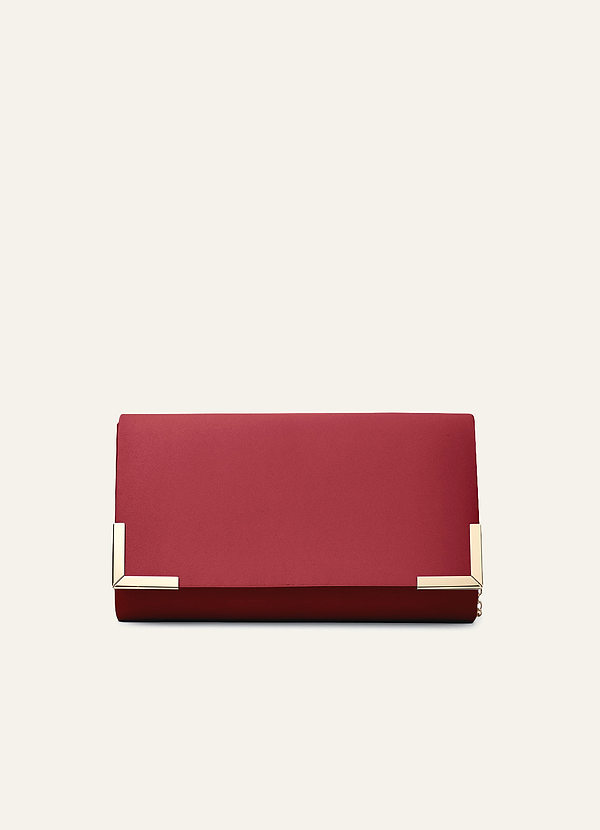 front Matching Color Matte Satin Envelope Clutch Bag