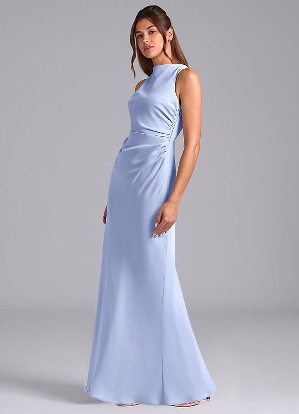 Azazie Evadne Suknie dla druhen Osłona Pofałdowany Szyfon Do ziemi Sukienka image1