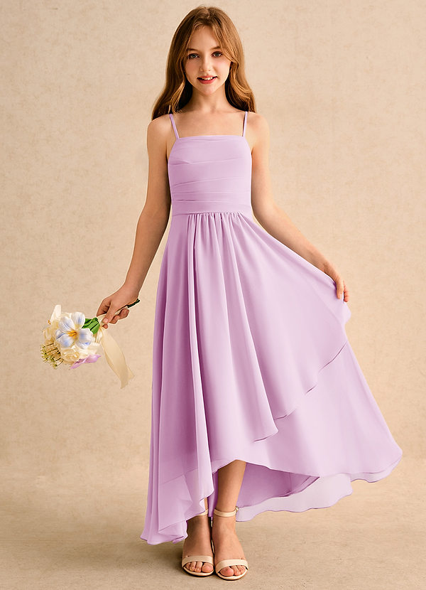 Azazie Twilight Dance Girls Formal Vestidos de Niña de Flores Vestido de Rosa Caramelo de Gasa de Corte en A con Plisado image1