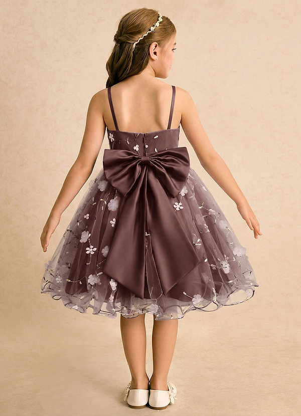Azazie Junebug Abiti da Damigella Bambina Abito Principessa in Tulle Spalline Sottili Espresso image1