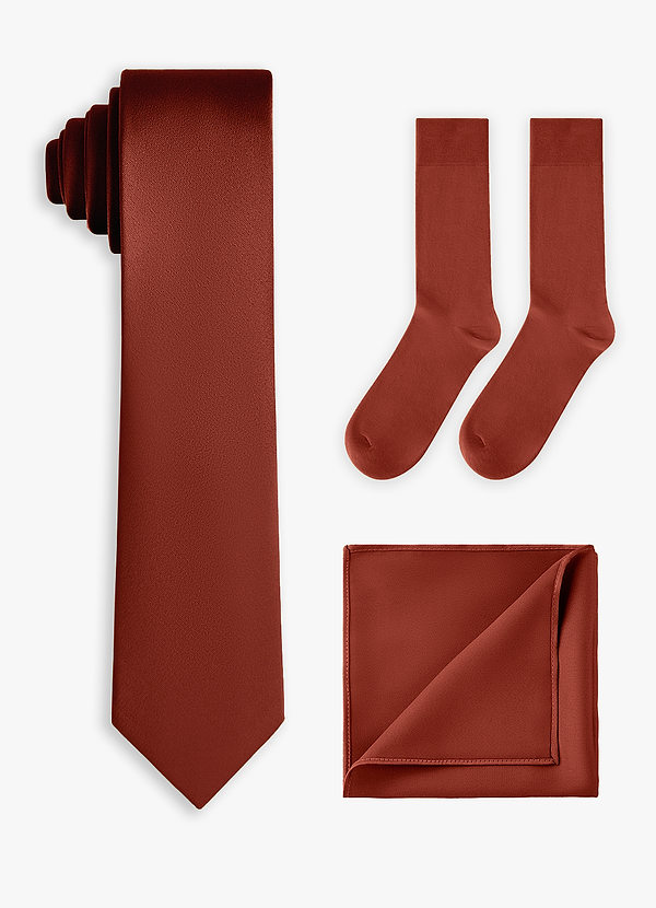 front Matching Stretch Satin Skinny Tie & Pocket Square & Socks Set