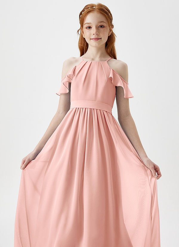 Azazie Chaya Junior Rosette A-Line Off the Shoulder Chiffon Dress image1