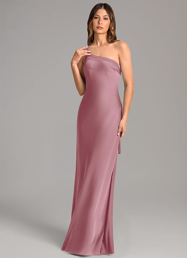 Azazie Monroe Bridesmaid Dresses Vintage Mauve Mermaid One Shoulder Stretch Satin Dress image1