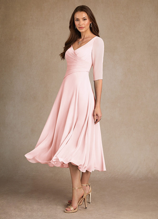 Azazie Durant Mother of the Brides Dresses Blushing Pink A-Line Pleated Chiffon Dress image1