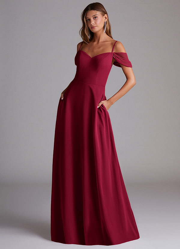 Marley Bridesmaid Dresses Burgundy A-Line Off the Shoulder Chiffon Convertible Dress image1