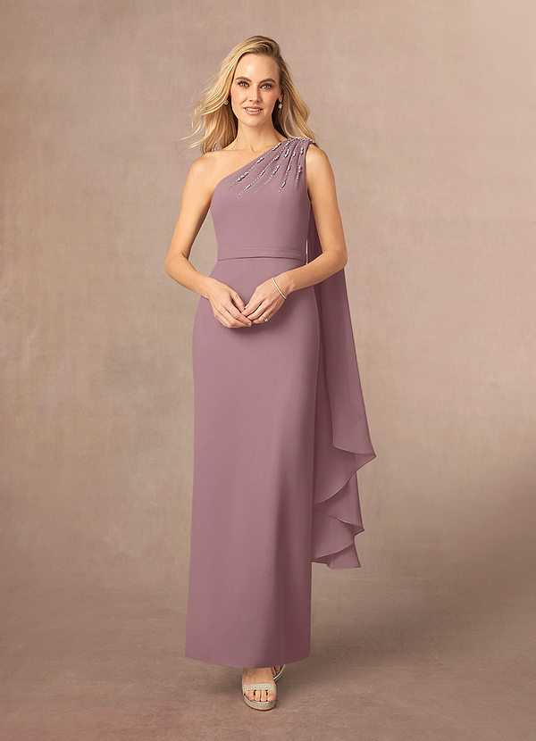 Azazie Gianna Mother of the Brides Dresses Dusty Rose One Shoulder Stretch Crepe Dress image1