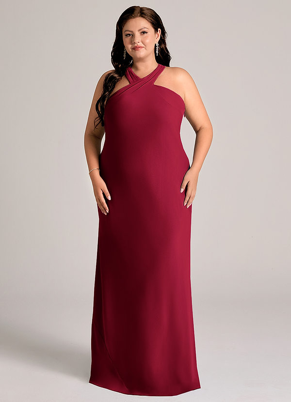 Azazie Doretta Bruidsmeisjes Jurken Jurk van Chiffon met Zeemeermin Geplooid Bourgondië image1