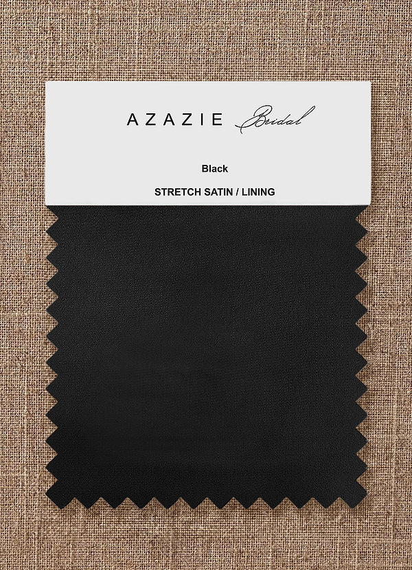 front Azazie Black Bridal Stretch Satin Swatches