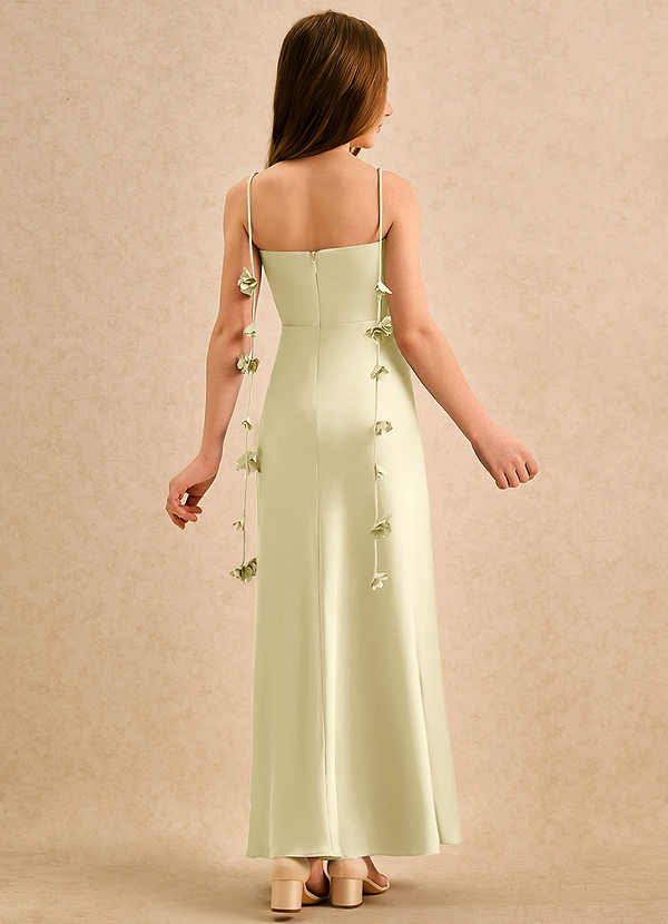 Azazie Kandi Girls Formal Blumenkinder Kleider A-Linie Herzausschnitt Stretch-Satin Kleid Zitronensorbet image1