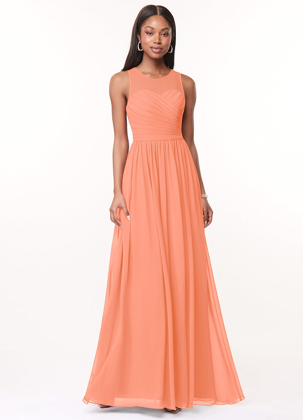 Azazie Nina Bridesmaid Dresses Sunset A-Line Pleated Chiffon Dress image1