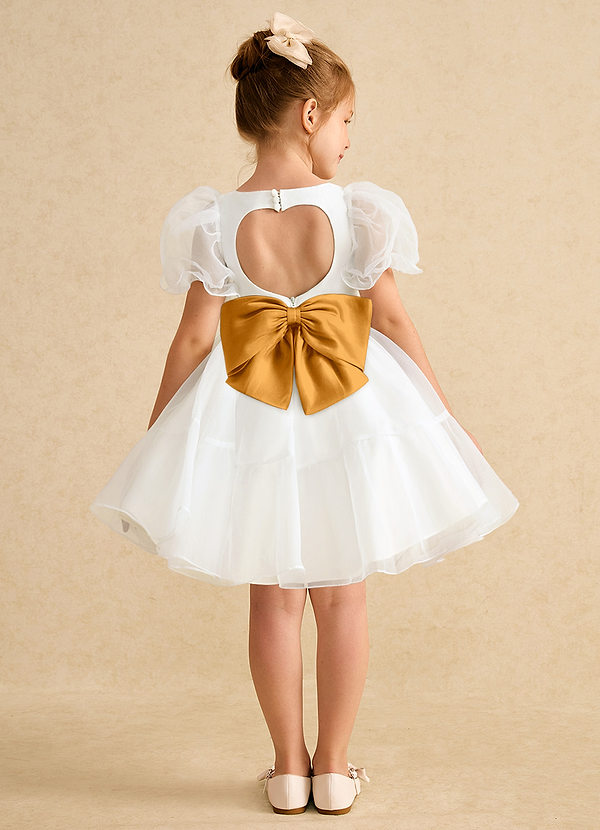Azazie Debbie Vestidos de Niña de Flores Vestido de Marfil Caramelo de Organza de Princesa con Escote de Corazón image1